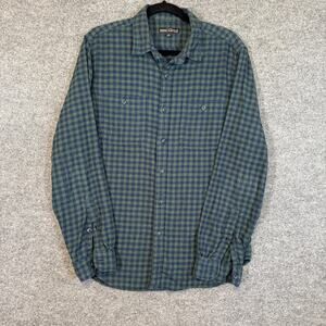 J.Crew Shirt Mens Medium Green Blue Check Plaid Flannel Casual Button Up Soft